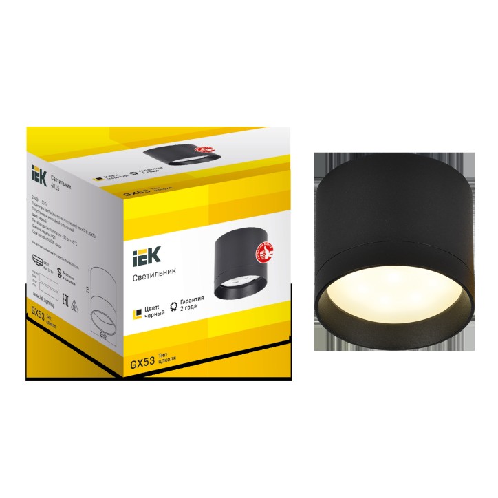 LIGHTING Светильник 4015 накладной потолочный под лампу GX53 черный IEK