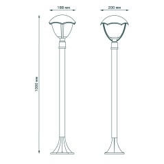 Светильник садово-парковый столб НТУ 1хE27 AC 220В Черный IP54 200х200х1000мм Алюминий max 60Вт ланд