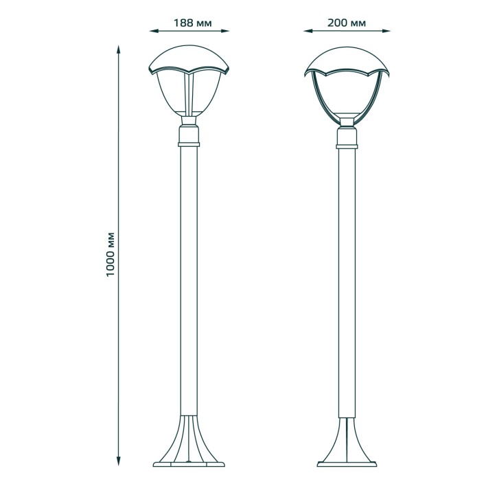 Светильник садово-парковый столб НТУ 1хE27 AC 220В Черный IP54 200х200х1000мм Алюминий max 60Вт ланд