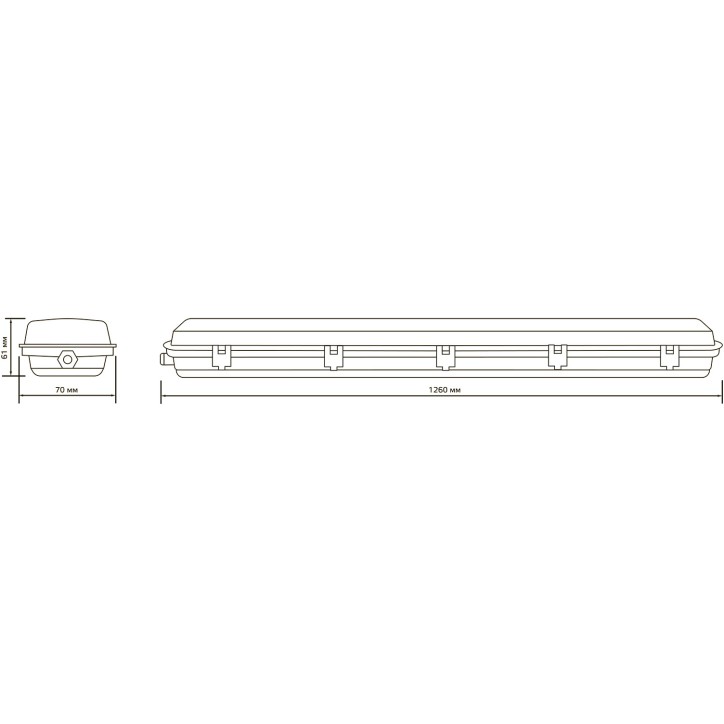 Влагозащ св-к с отражателем Gauss СПП-Т8-G13 INDUSTRY 1260*70*61мм IP65 для LED ламп 1х1200мм 1/8