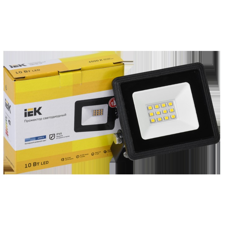 Прожектор СДО 06-10 светодиодный черный IP65 6500K IEK