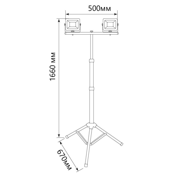 Прожектор на штативе, 2x30W 6400К 220V черный IP65 , LL-502