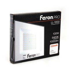 Прожектор светодиодный ДО-100w 6400К 10000Лм IP65 черный Feron.PRO