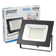 Прожектор светодиодный ДО 100 Вт 9500 лм 6500К AC 220В IP65 234х245х37мм Elementary G2 Gauss