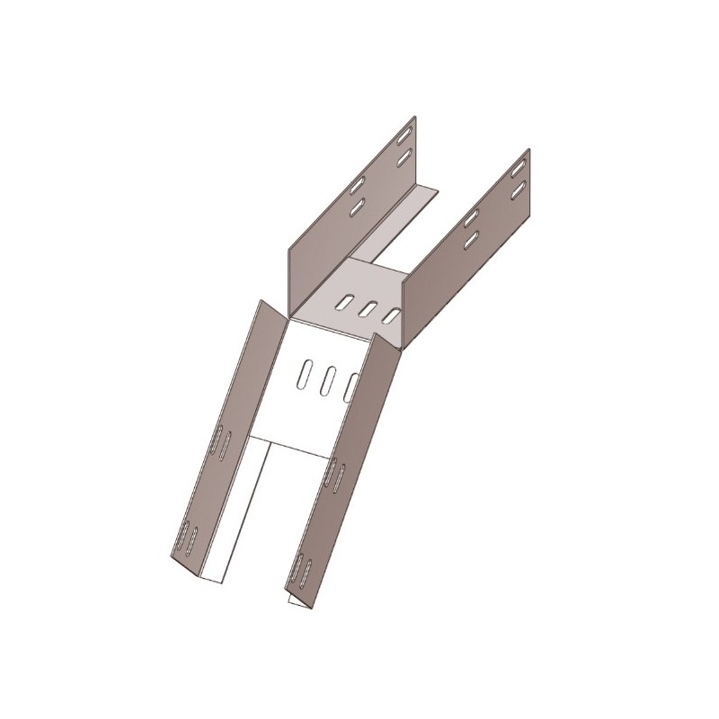 Лоток перфорированный КС 75х65-45 У3 для поворота трассы вниз на 45, окрашенный, S1,5