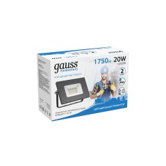 Прожектор Gauss Elementary 20W 1750lm 6500К 200-240V IP65 черный LED 1/20