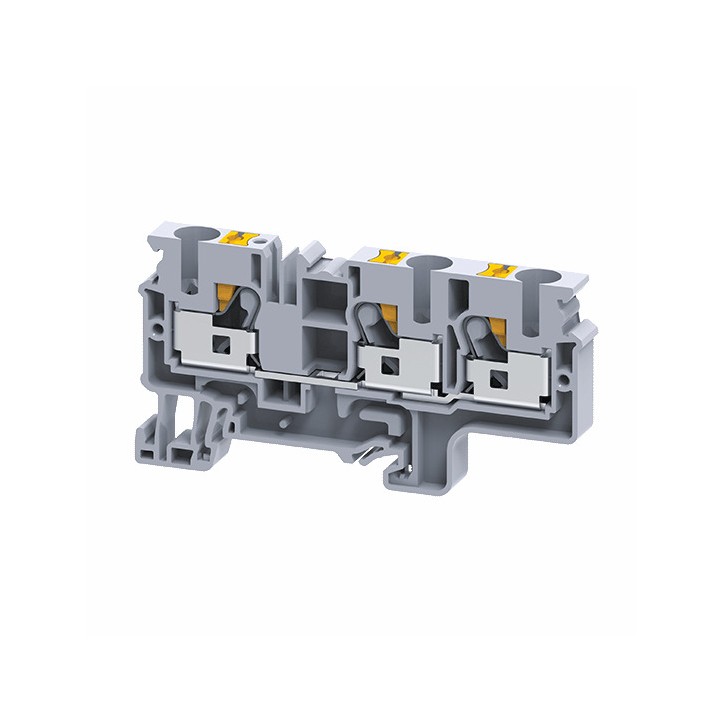 Клемма с 3-мя контактами push-in 10 кв.мм OptiClip СP-10-TRIPLET-I-серый