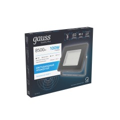 Прожектор Gauss Qplus 100W 8500lm 6500K 175-265V IP65 графитовый LED 1/4