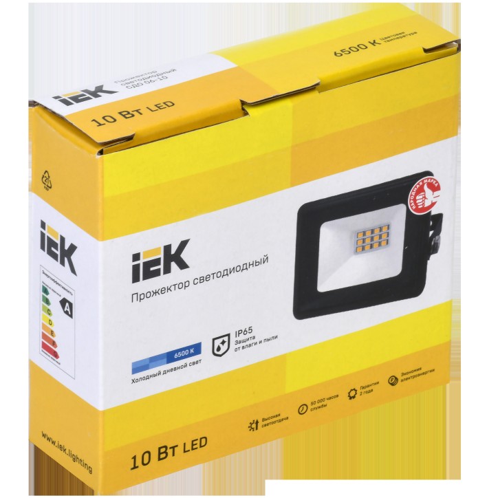 Прожектор СДО 06-10 светодиодный черный IP65 6500K IEK
