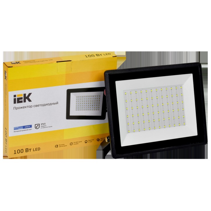 Прожектор СДО 06-100 светодиодный черный IP65 6500K IEK