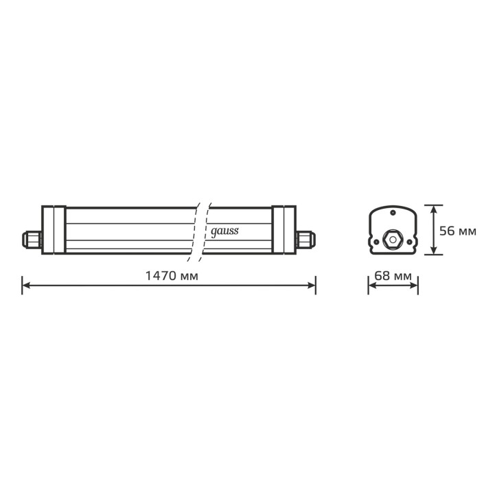 Светильник светодиодный Gauss IP65 1470*60*55мм 45Вт 4500lm 4000К 185-265V UNIVERSAL матовый соед в линию1/20