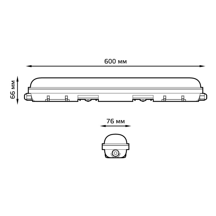 Светильник Gauss LED ССП-176 EVO IP65 600*76*66 18W 1950lm 4000K 200-240V мат с возм. соед. в линию 1/12