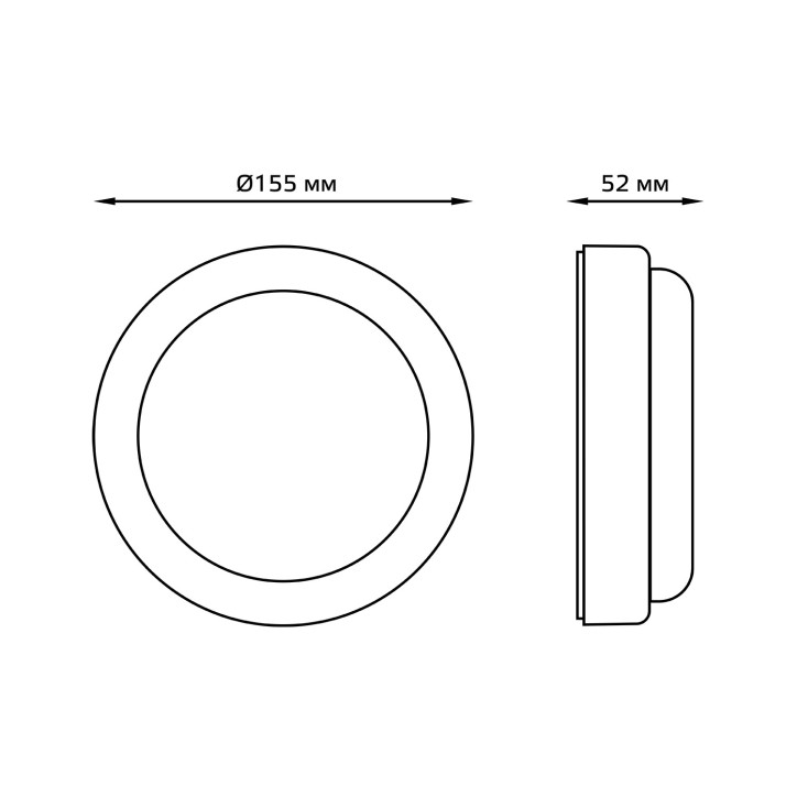 Св-к светодиодный Gauss Elementary IP65 D160*53 15W 1100lm 4000K 160-260V ЖКХ круглый 1/40