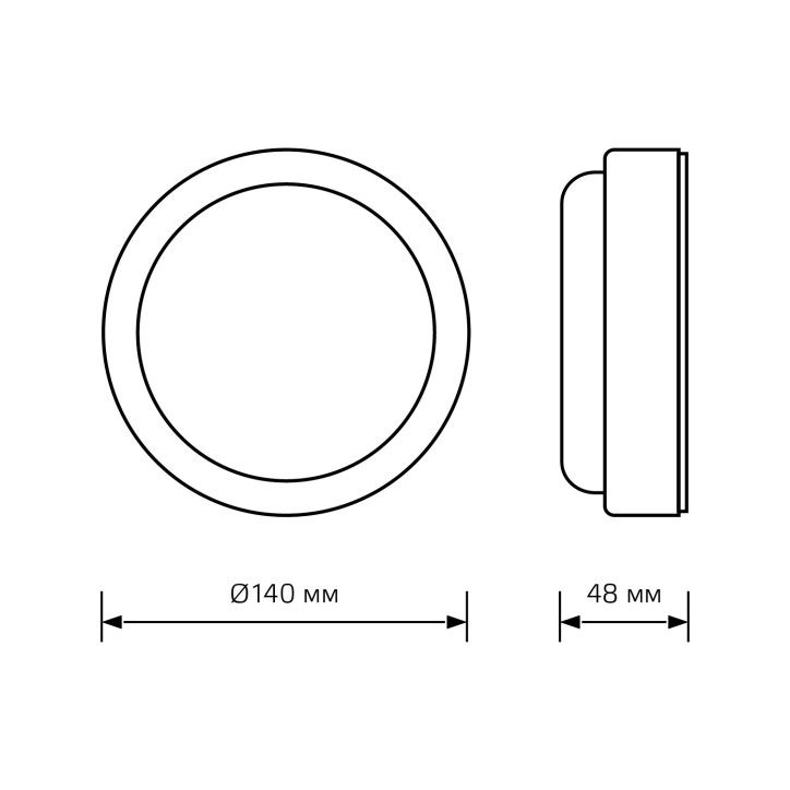 Св-к светодиодный Gauss LITE IP65 D140*51 8W 680lm 4000K 200-240V ЖКХ круглый с оптико-акустическ. сенс. 1/40