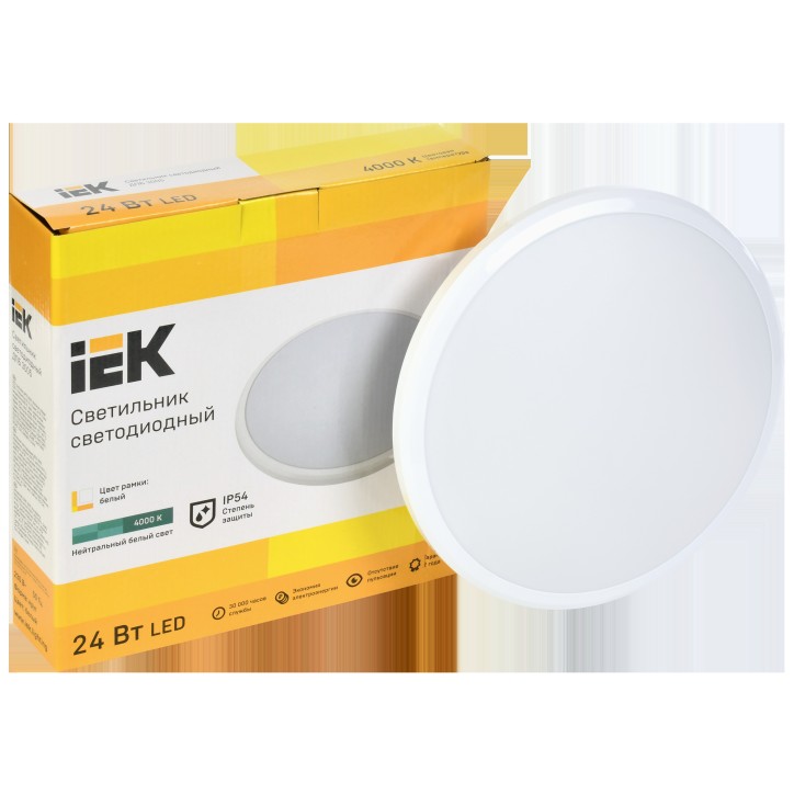 Светильник светодиодный ДПБ 3005 24Вт IP54 4000K круг белый IEK Светильник светодиодный ДПБ 3005 24Вт IP54 4000K круг белый IEK