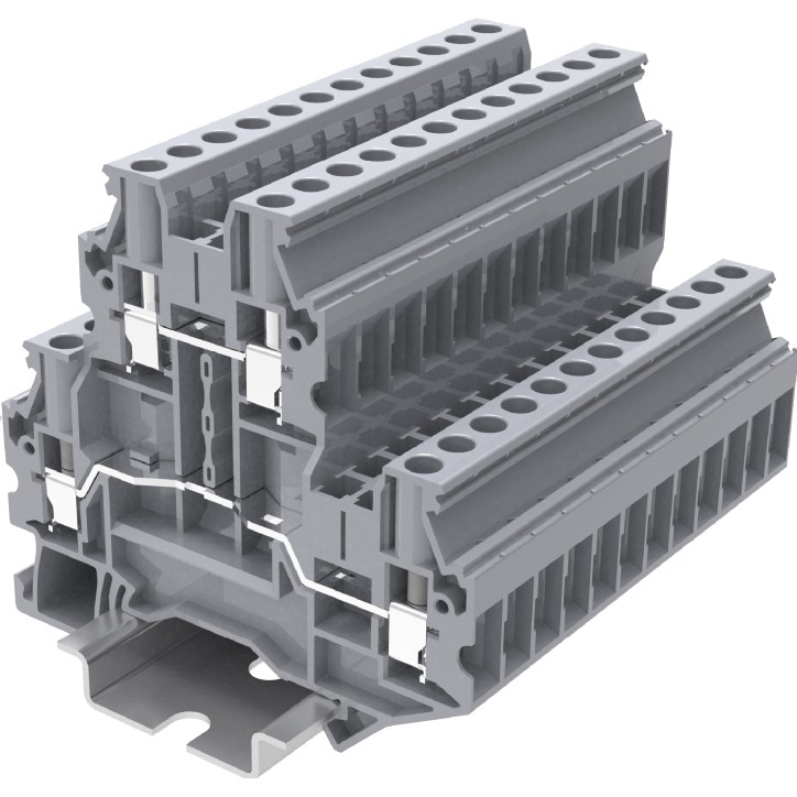 Клемма TU 2-уровневая винтовая, сечение 4 мм. кв., серая