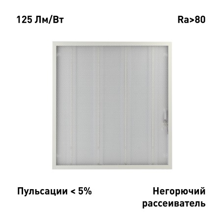 Светильник светодиодный 4000К 3000Лм 125Лм/Вт IP40 595x595x19 призма SPO-6-24-4K-P 24Вт