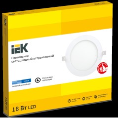 Светильник ДВО 1608 белый, круг LED 18Вт 6500 IP20 IEK