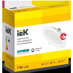 Светильник LED ДВО 1611 белый круг 7Вт 4000К IP20 IEK