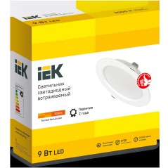 Светильник LED ДВО 1612 белый круг 9Вт 3000К IP20 IEK