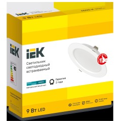 Светильник LED ДВО 1612 белый круг 9Вт 4000К IP20 IEK