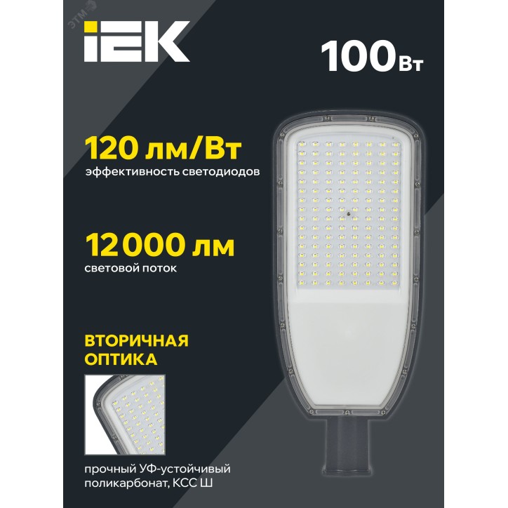 Светильник LED консольный уличный ДКУ 1004-100Ш 5000К IP65 серый