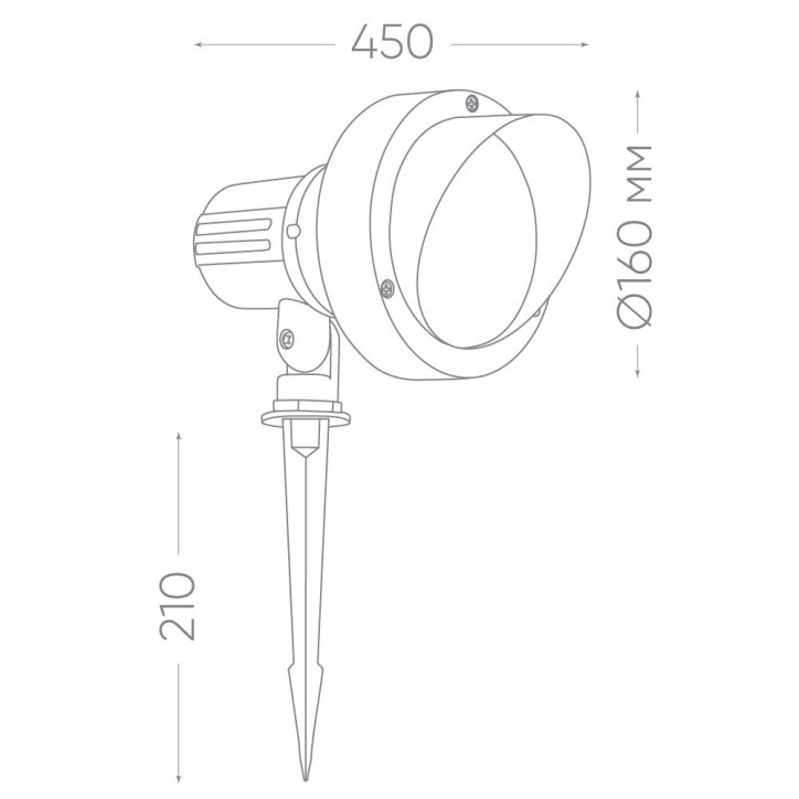 Тротуарный светодиодный светильник на колышке, 85-265V, 12W холодный белый IP65 ,SP2706, артикул 32132