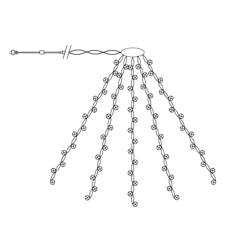 Гирлянда 230V 210 LED 2700К, IP44, шнур 4м, CL91