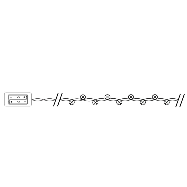 Гирлянда 20 LED 5000К, батарейки 2xАА, IP 20, шнур 0,5м ,CL570