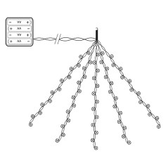 CL53 Гирлянда на елку, 200 LED мульти, 10 веток* 20 лампочек, 2м + 1м шнур, IP20