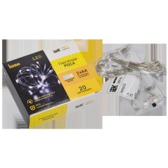 LIGHTING Гирлянда роса 2м 20 светодиодов белый свет IP20 прозрачный шнур 0,3м 2АА IEK