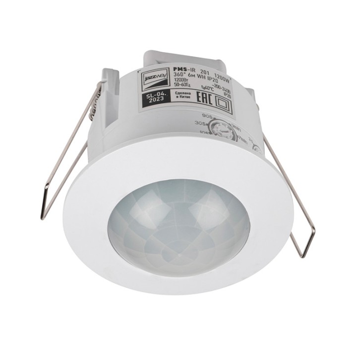 Датчик движения PMS-IR 201 1200Вт 360гр. 6м IP20 WH Датчик движения PMS-IR 201 1200Вт 360гр. 6м IP20 WH