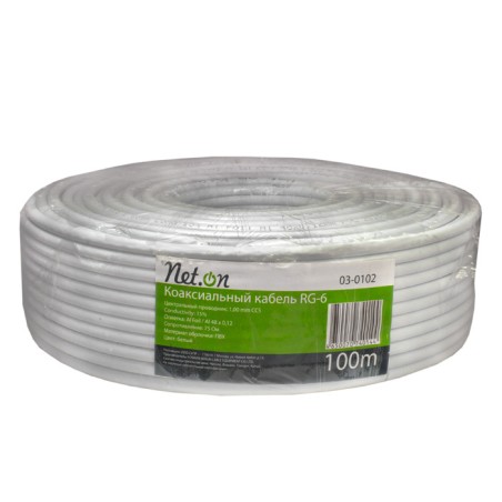 Кабель Net.on RG-6 белый CCS 1,00 (15%) / FPE / Al-Pet-Al Foil / Al 32х0,12 / PVC RW 100м