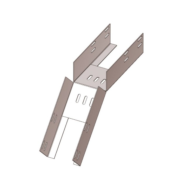 Лоток перфорированный КС 500х50-45 У3 для поворота трассы вниз на 45, окрашенный, S1,5