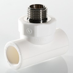 Тройник комбинированный 20x3/4' НР полипропиленовый PPR белый