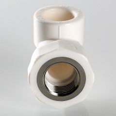 Угольник 25x3/4' ВР комбинированный, полипропиленовый, белый