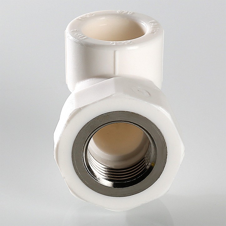 Угольник 25x3/4' ВР комбинированный, полипропиленовый, белый