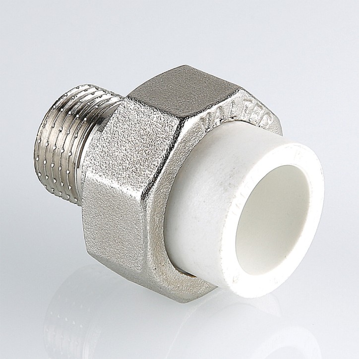Муфта разъемная 25x3/4' НР полипропиленовое PPR белое Муфта разъемная 25x3/4' НР полипропиленовое PPR белое