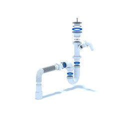Сифон для мойки АНИ 1 1/2'X40 прямоточный с отводом для стиральной машины с гибкой трубой 40х40/50
