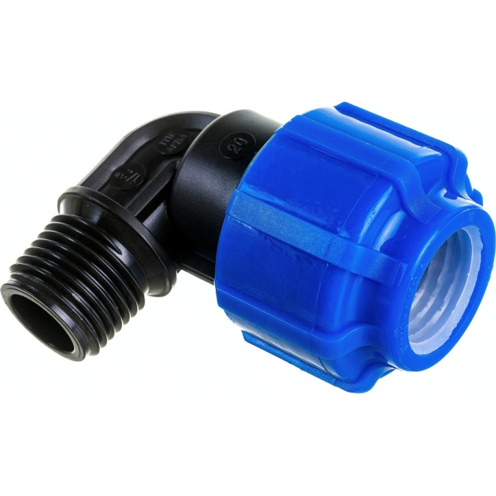 Отвод ПНД компрессионный НР 50x1 1/2' Отвод ПНД компрессионный НР 50x1 1/2'