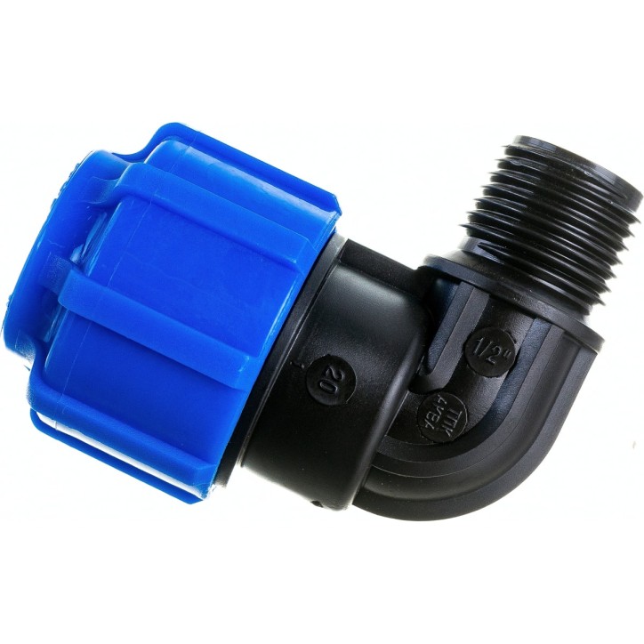 Отвод ПНД компрессионный НР 50x1 1/2' Отвод ПНД компрессионный НР 50x1 1/2'