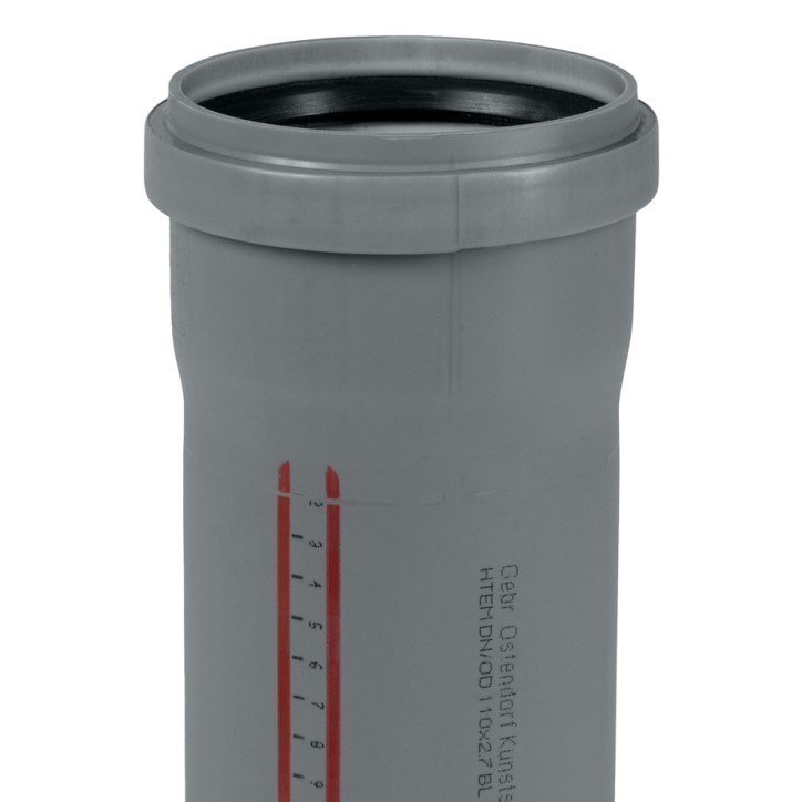 Труба канализационная 110x1000 мм НТЕМ однораструбная, серая