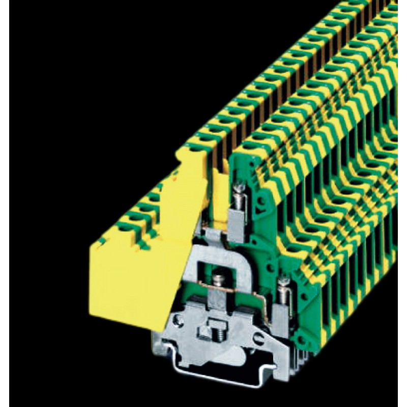 Клемма заземления двухуровневая, винтовой зажим, 4 точки подключения, 4 кв.мм