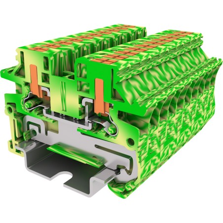 Клемма TP 1-1 проходная с боковой вводом провода с заземление .Push-in, сечение 2,5 мм. кв., желто-зел