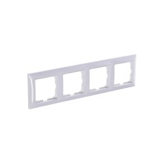 BASIC 55 Рамка 4 поста с декоративной вставкой белая