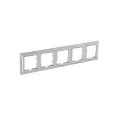 BASIC 55 Рамка 5 постов с декоративной вставкой бежевая