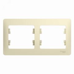 GLOSSA Рамка горизонтальная 2 поста бежевая