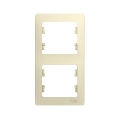GLOSSA Рамка 2 поста вертикальная бежевая