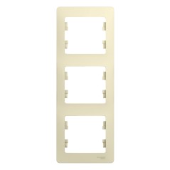 GLOSSA Рамка 3 поста вертикальная бежевая