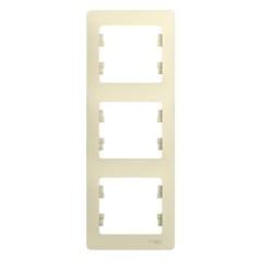 GLOSSA Рамка 3 поста вертикальная бежевая